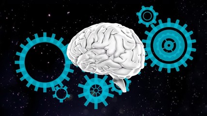 Poster - human brain and gears