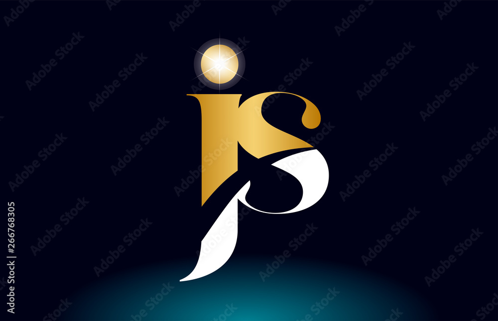 gold golden alphabet letter js j s logo combination company icon design ...