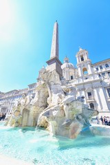 Fountain of the Four Rivers at Piazza Navona in Italy