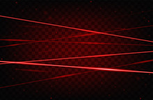 Red Realistic Laser Beam Background. Laser Rays Iolated On Transparent Background. Modern Style Abstract. Bright Shiny Lasers Pattern. Vector Illustration