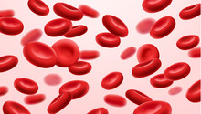 Flowing Red Blood Cells, Erythrocyte On White Background, Health Care Concept