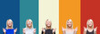 © Krakenimages.com - Collage of beautiful blonde woman over colorful vintage isolated background smiling crossing fingers with hope and eyes closed. Luck and superstitious concept.