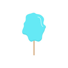 Wall Mural - Blue cotton candy vector graphic illustration. Candy floss on stick, icon. Isolated.  