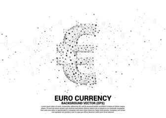 Poster - Vector money euro currency icon from Polygon dot connect line. Concept for europe financial network connection.