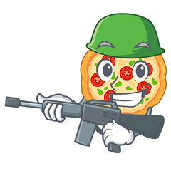 Sticker - Army margherita pizza in a cartoon oven