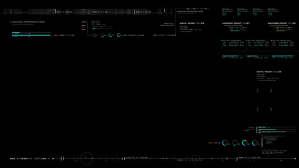 Poster - Futuristic motion graphic user interface head up display screen blank template with digital data telemetry information display for digital background graphic overlay