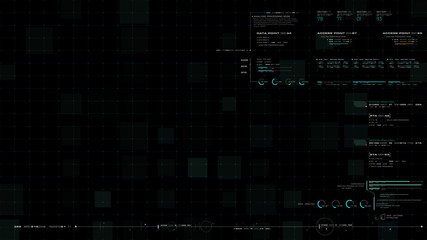 Poster - Futuristic motion graphic user interface head up display screen blank template with digital data telemetry information display for digital background graphic overlay