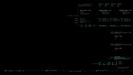 Fototapete - Futuristic motion graphic user interface head up display screen blank template with digital data telemetry information display for digital background graphic overlay