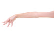 © aekkorn - Girl hand gestures isolated over the white background.