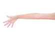 © aekkorn - Girl hand gestures isolated over the white background.