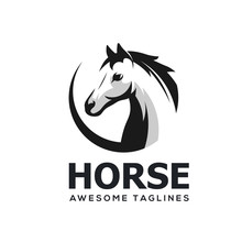 Horse Head Abstract Circle Simple Logo Template