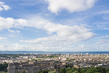 EDINBURGH, SCOTLAND - JUN12, 2017: View on the top of Edinburgh Calton Hill is landscape of old town city at Edinbrugh