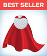 © AnaitSmi - Super hero cape. Red super cloak. Hero clothes. Halloween costume. Strong woman. Super female cape. Girl power. Power icon. Leadership logo. Superhero sign. Success concept