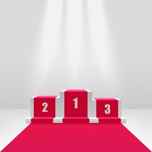Competition Winners Podium Or Pedestal 3d Vector Illustration Isolated On White.