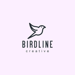 Aufkleber - bird logo designs vintage retro line outline monoline art icon  vector illustration