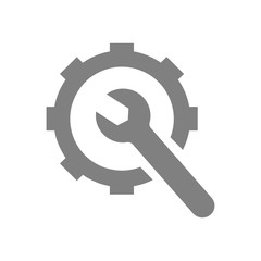 Poster - wrench with gear, wrench with hand , work tool icon