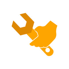 Sticker - wrench with gear, wrench with hand , service tool , work  tool icon 