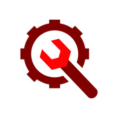 Sticker - wrench with gear, wrench with hand , service tool , work  tool icon 