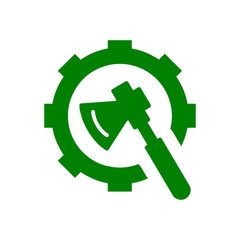 Poster - ax with gear, ax with with hand , work tool icon 