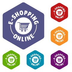 Poster - Quality market icons vector colorful hexahedron set collection isolated on white 