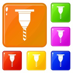 Poster - Drill bit icons set collection vector 6 color isolated on white background