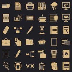 Poster - Dictionary icons set. Simple style of 36 dictionary vector icons for web for any design