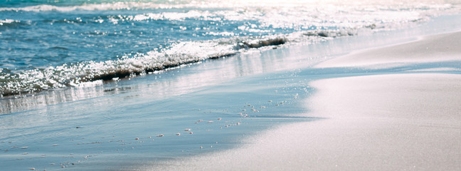 Poster - Summer sand beach and seashore waves background