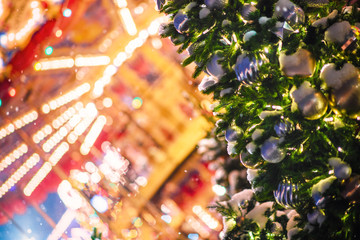 Wall Mural - Festive Christmas illumination and decorations on streets