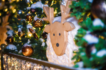 Wall Mural - Festive Christmas illumination and decorations on streets