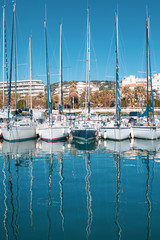 Canvas Print - View of yachts in Marina of Cannes, France