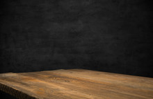 Empty Wooden Table In Front Of Abstract Blurred Background Of Coffee Shop . Can Be Used For Display Or Montage Your Products.Mock Up For Display Of Product