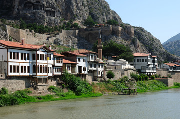Sticker - Traditional Amasya houses located by the river