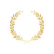 Golden laurel or olive greek wreath vector illustration isolated on white.
