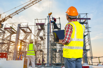 Construction engineer at construction site