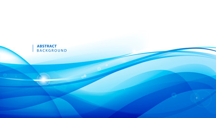 Abstract vector blue wavy background. Graphic design template for brochure, website, mobile app, leaflet. Water, stream abstract