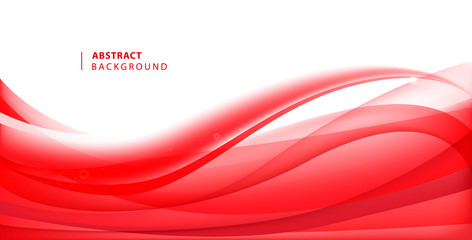 Sticker - Vector abstract red wavy background. Curve flow motion