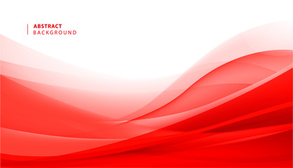 Fototapete - Vector abstract red wavy background. Curve flow motion