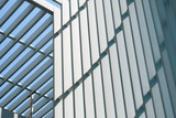 metal grid under blue sky.
