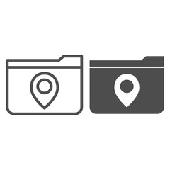 Poster - Folder with a map mark line and glyph icon. Folder location vector illustration isolated on white. Folder with map pin outline style design, designed for web and app. Eps 10.