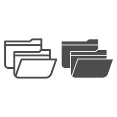 Poster - Folders line and glyph icon. Two file folders vector illustration isolated on white. Computer folder outline style design, designed for web and app. Eps 10.