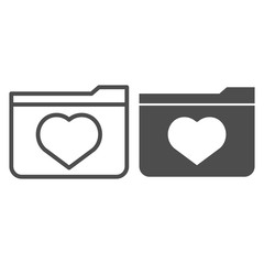 Poster - Favourites line and glyph icon. File folder with heart vector illustration isolated on white. Computer folder outline style design, designed for web and app. Eps 10.