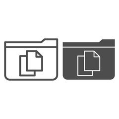 Poster - File folder line and glyph icon. Folder with documents vector illustration isolated on white. Computer folder outline style design, designed for web and app. Eps 10.
