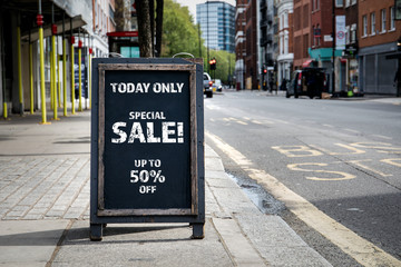 Wall Mural - Special Sale Discount. Foldable advertising poster on the street