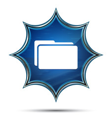 Wall Mural - Folder icon magical glassy sunburst blue button
