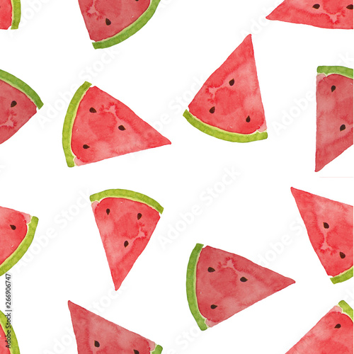 Cuadros en Lienzo Hand drawn watercolor watermelon pattern