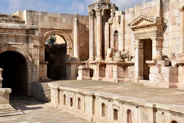 Wall Mural - South Theatre Stage Right View, Jerash, Jordan