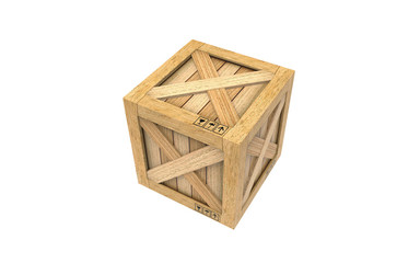 Cargo box. Wooden box. 3D rendering