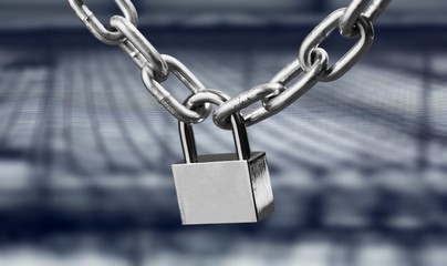 Canvas Print - Safety concept:  Padlock on digital background