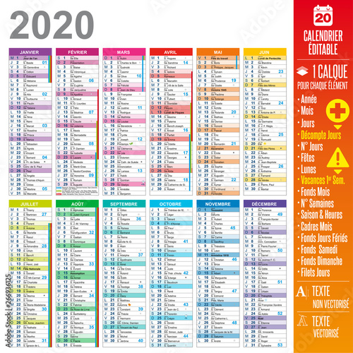 Calendrier 2020 Multicalques Modifiables Buy This Stock Vector And Explore Similar Vectors At Adobe Stock Adobe Stock calendrier sem 2021