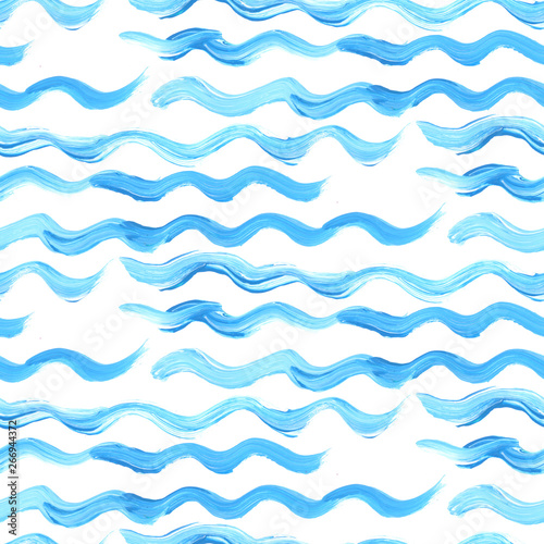 Blue paint brush strokes wa...